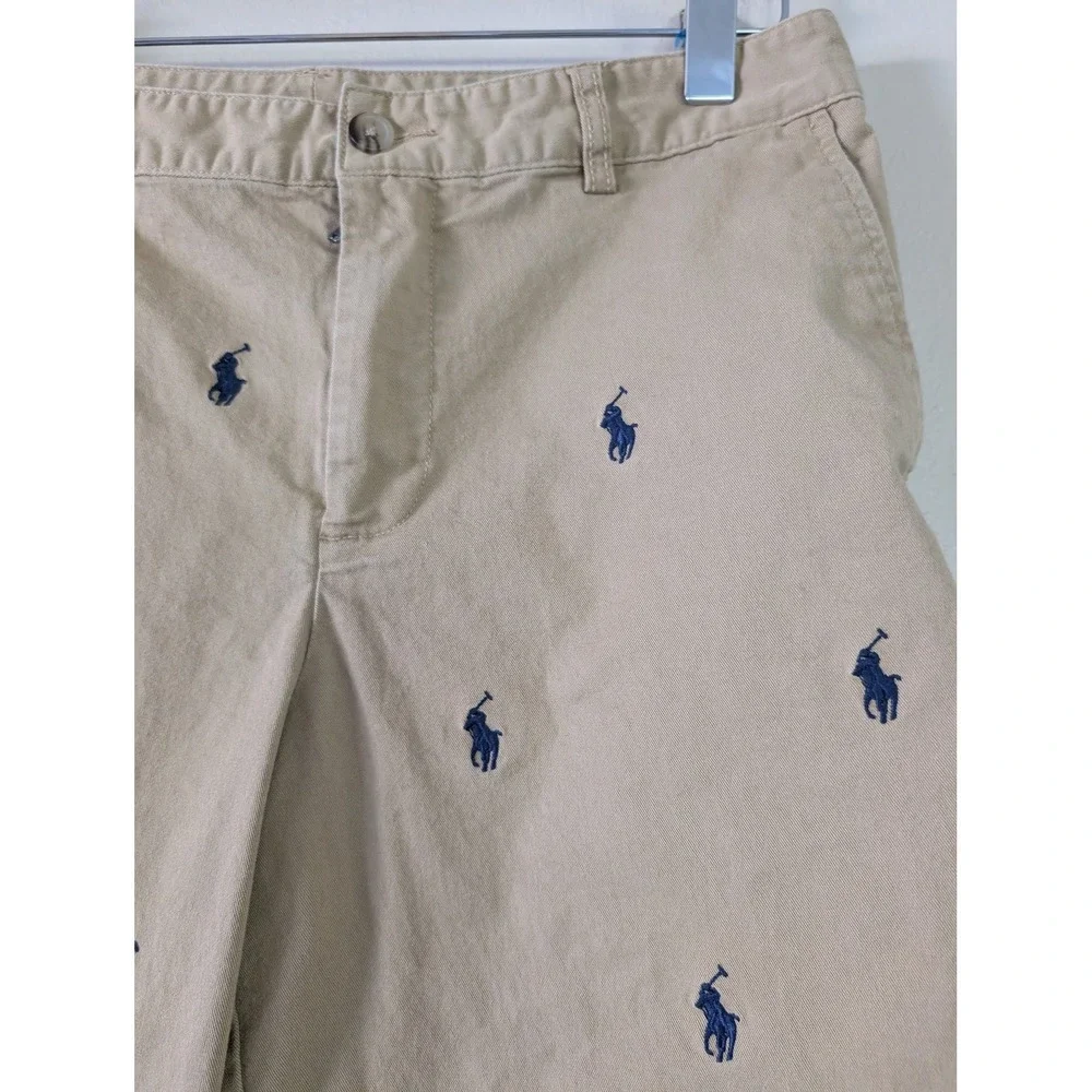 Polo Ralph Lauren Boys Size 18 Khaki Embroidered Pony Chino Shorts Preppy School
